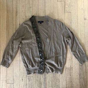 Neutral sequined 3/4 crop Gap sweater